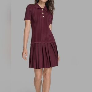 BCBG Drop Waist Pleated Skirt Mini Dress